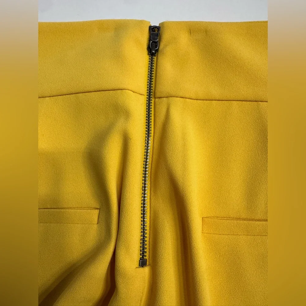 Alice + Olivia Women Sz 10 Donald Yellow Wide Leg High Rise Trousers Pants Crop - Picture 9 of 10